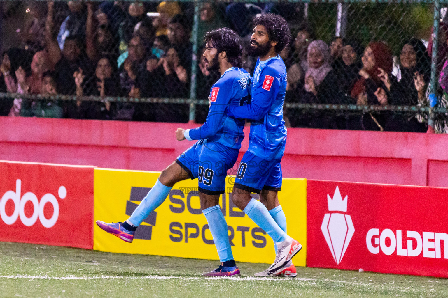 N Miladhoo vs N Maafaru in Day 6 of Golden Futsal Challenge 2024 was held on Saturday, 20th January 2024, in Hulhumale', Maldives Photos: Hassan Simah / images.mv