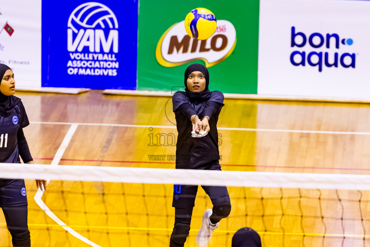 Male' City Team 1 vs Male' City Team 3 in the Finals of MILO Raajje Volley Junior Championship 2025 (U19 Girls) was held in Social Center Indoor Hall, Maldives on Sunday, 28th September 2025. Photos: Nausham Waheed / images.mv