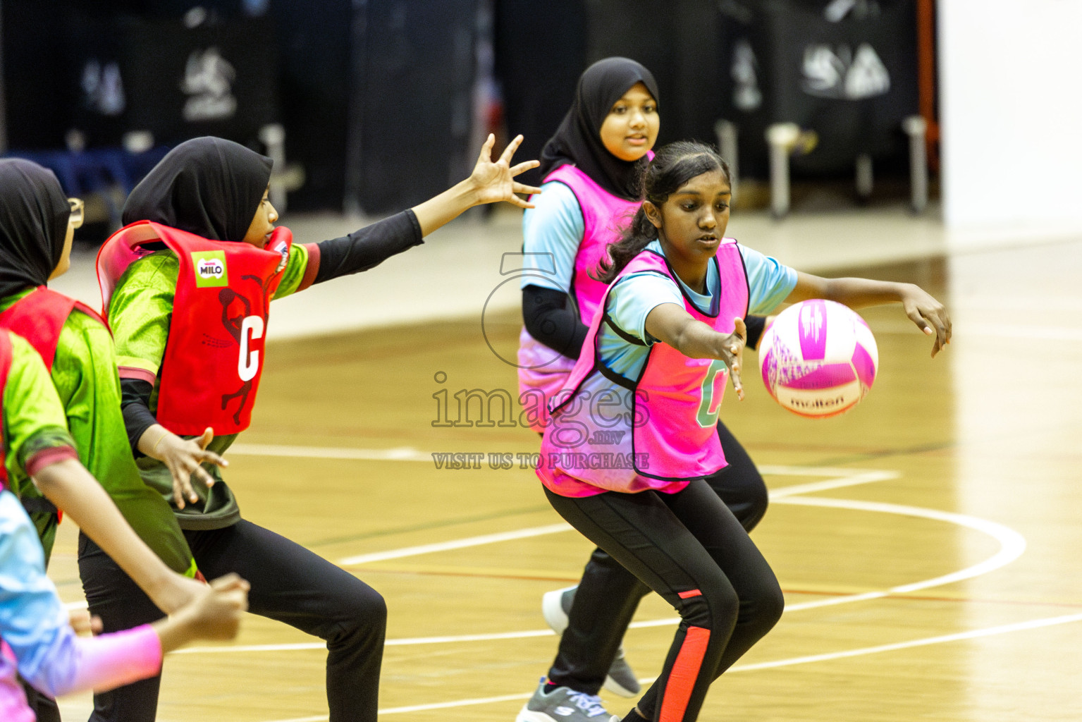 Netkids C vs Fionti Academy A in Day 5 of 3rd Netball Junior Championship, held at Social Center on Thursday 23rd January 2025 . Photos: Shuu Abdul Sattar / images.mv