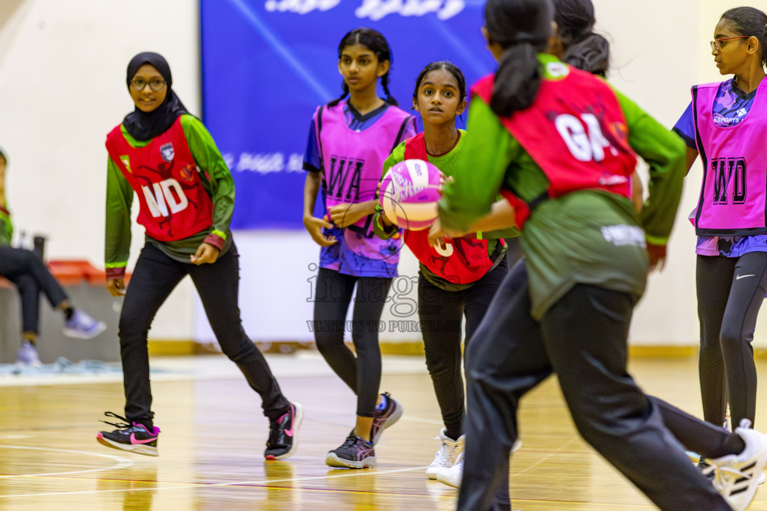 N Sports Acamdemy B vs Fiontti A Team in Day 3 of 3rd Netball Junior Championship, held at Social Center on Tuesday, 21st January 2025 . 
Photos: Hassan Simah / images.mv
