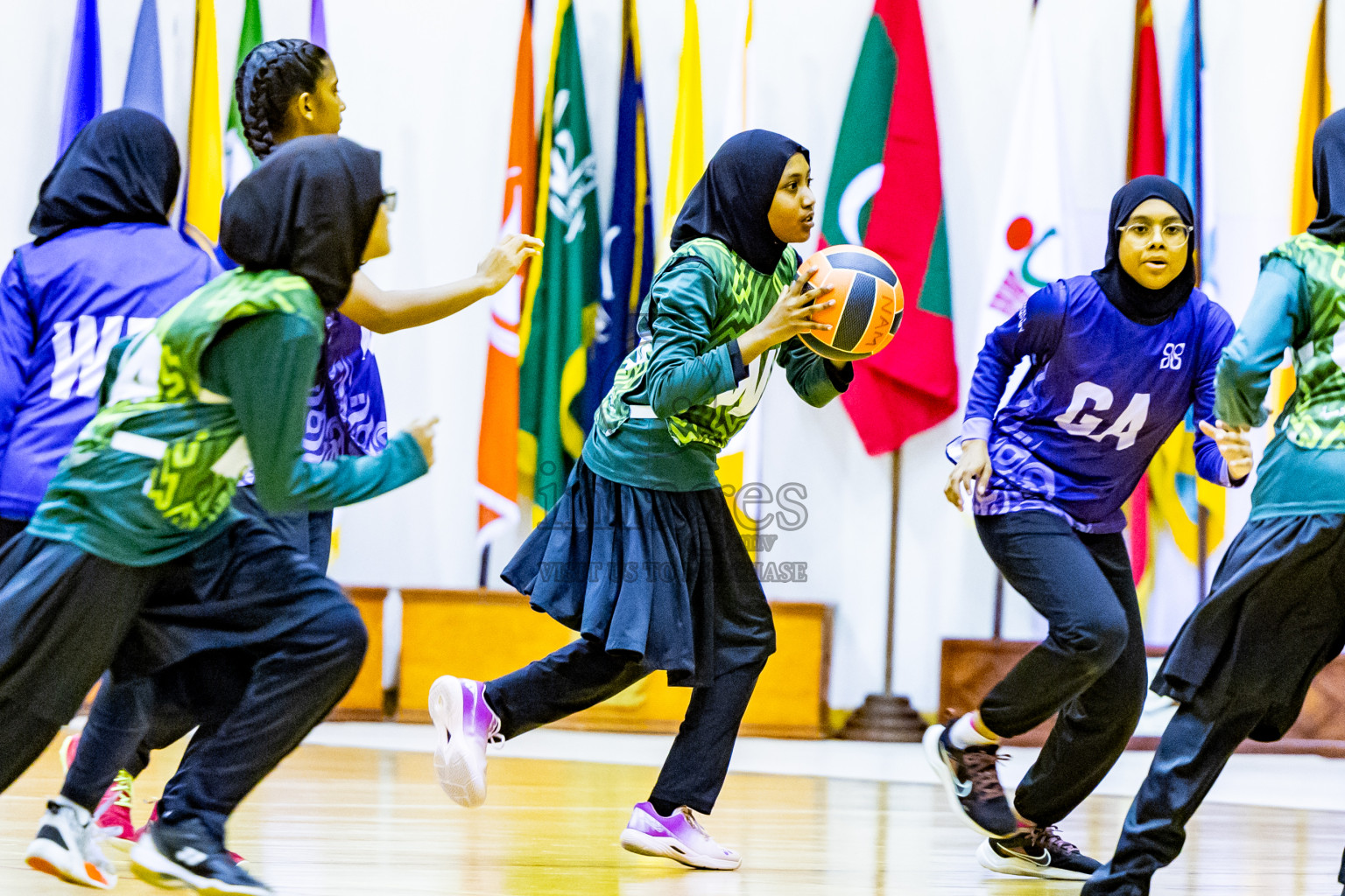 Day 3 of 25th Inter-School Netball Tournament was held in Social Center at Male', Maldives on Sunday, 11th August 2024. Photos: Nausham Waheed / images.mv