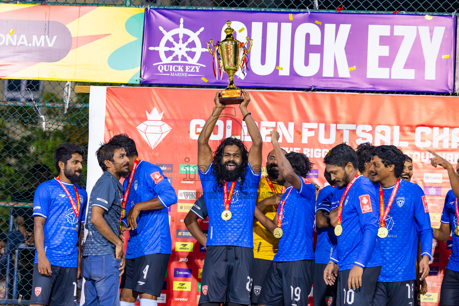 AA Mathiveri vs ADh Mahibadhoo in Zone 4 Final on Day 38 of Golden Futsal Challenge 2025 was held on Wednesday, 12th February 2025 in Hulhumale', Maldives. Photos: Ismail Thoriq / images.mv