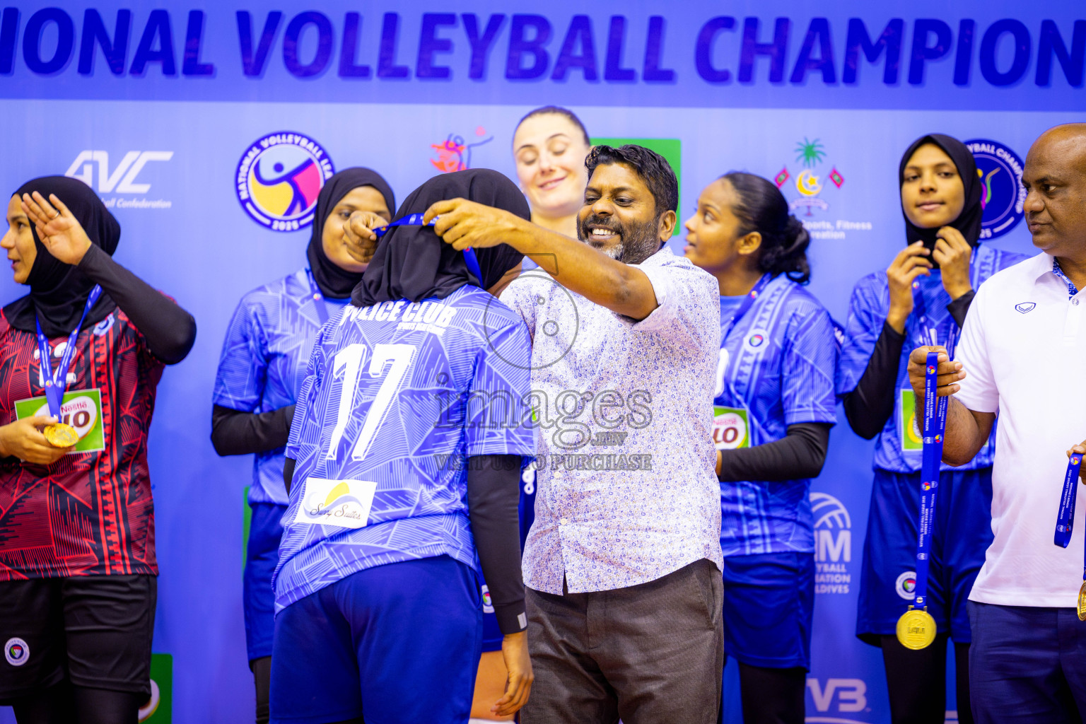 Police Club vs Club Wamco in the Final of Women's Division of National Volleyball League 2025 held in Male', Maldives on Sunday, 27th April 2025 at Social Center Indoor Hall Photos By: Nausham Waheed / images.mv