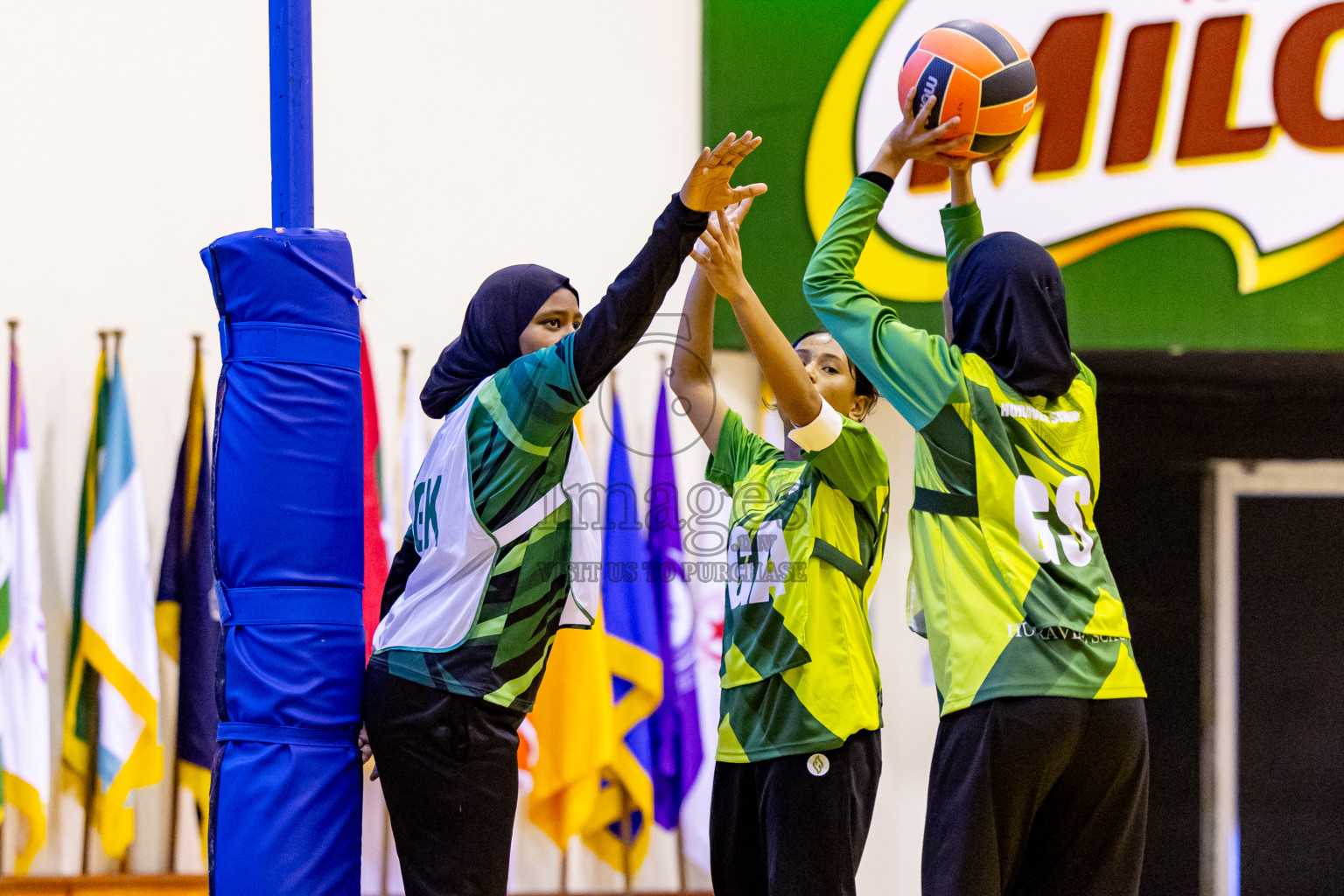 Day 12 of 25th Inter-School Netball Tournament was held in Social Center at Male', Maldives on Thursday, 22nd August 2024. Photos: Nausham Waheed / images.mv