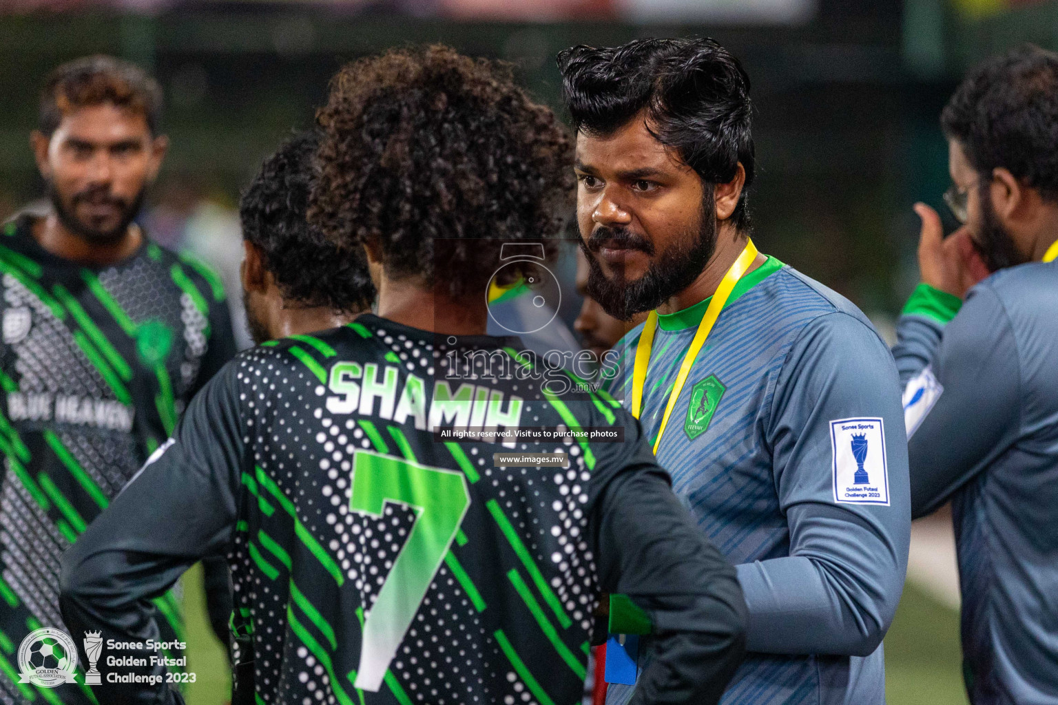 Sh. Feevah vs Sh. Lhaimagu in Day 4 of Golden Futsal Challenge 2023 on 08 February 2023 in Hulhumale, Male, Maldives