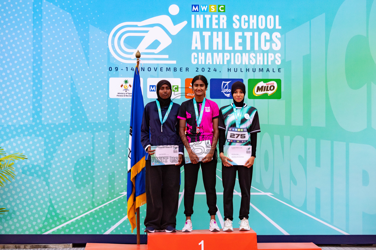 Day 2 of MWSC Interschool Athletics Championships 2024 held in Hulhumale Running Track, Hulhumale, Maldives on Sunday, 10th November 2024. 
Photos by: Hassan Simah / Images.mv