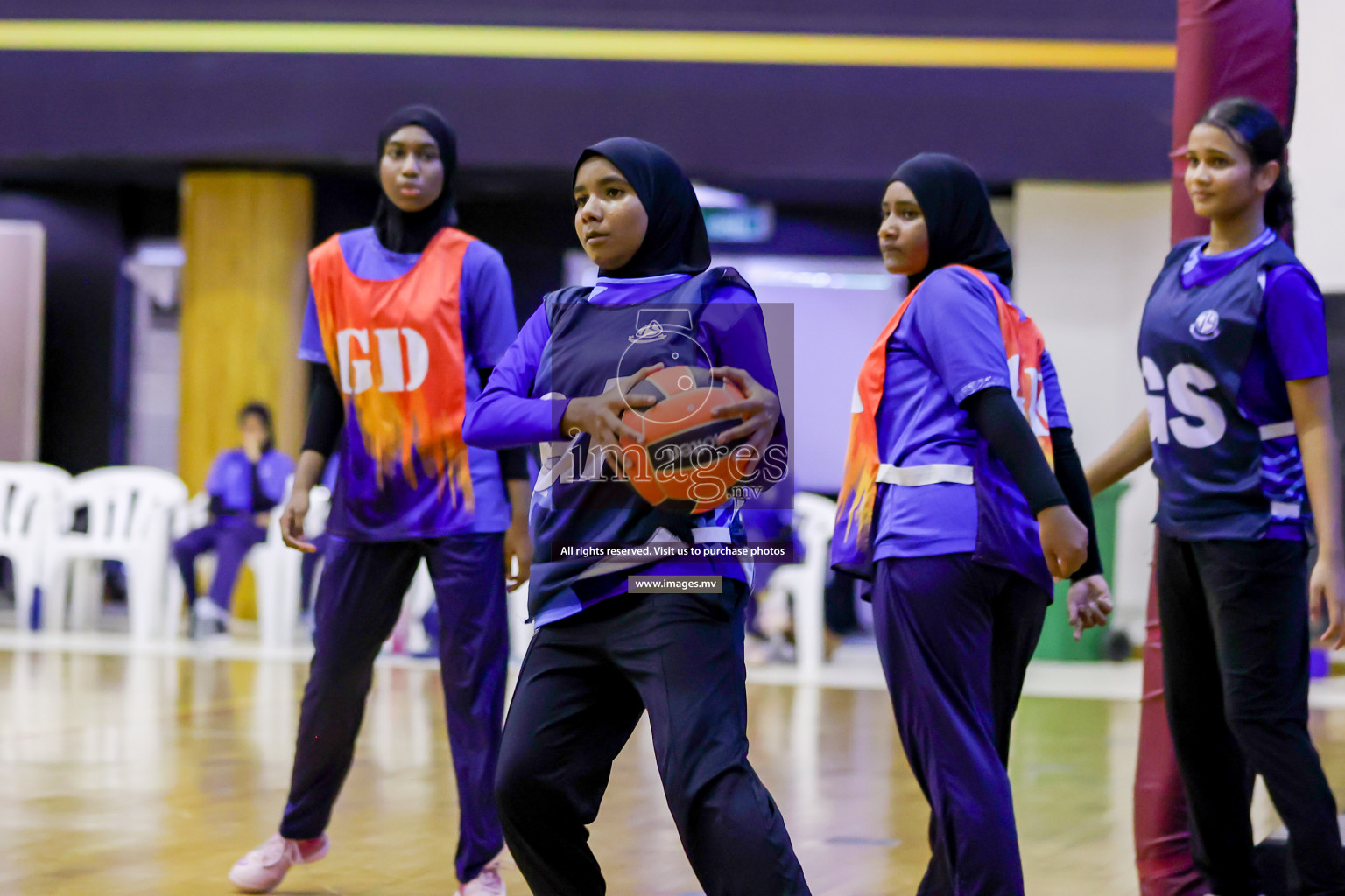 Day 9 of 24th Interschool Netball Tournament 2023 was held in Social Center, Male', Maldives on 4th November 2023. Photos: Hassan Simah / images.mv