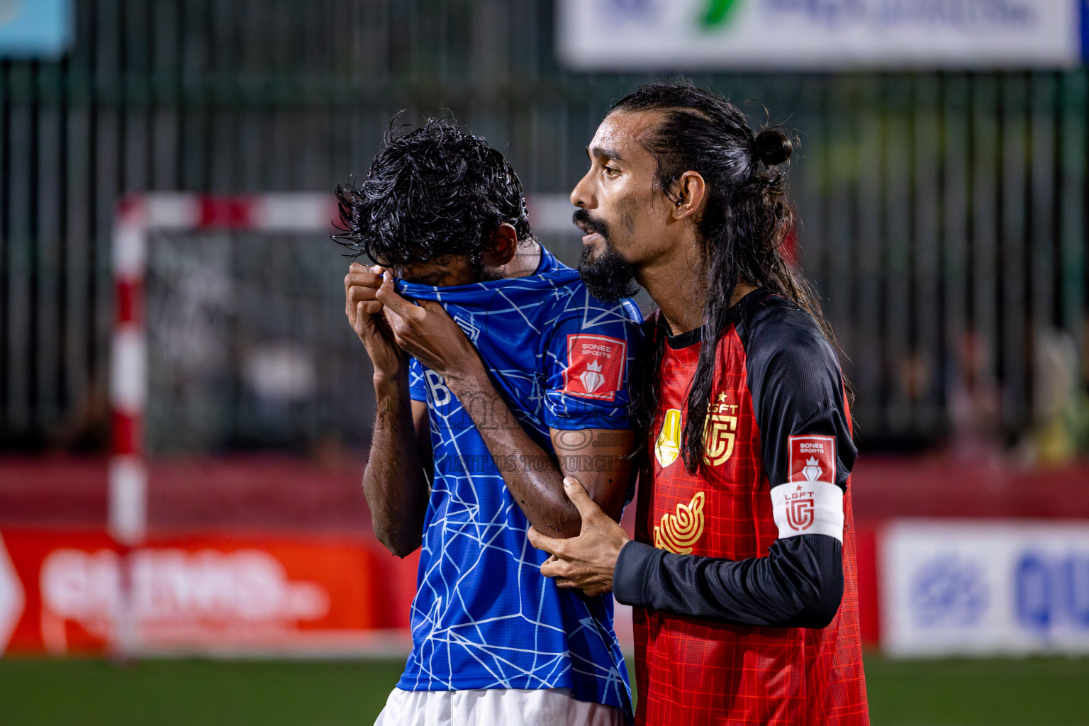 L. Gan VS HDh. Naivaadhoo in Round of 16 on Day 40 of Golden Futsal Challenge 2024 which was held on Tuesday, 27th February 2024, in Hulhumale', Maldives Photos: Hassan Simah / images.mv