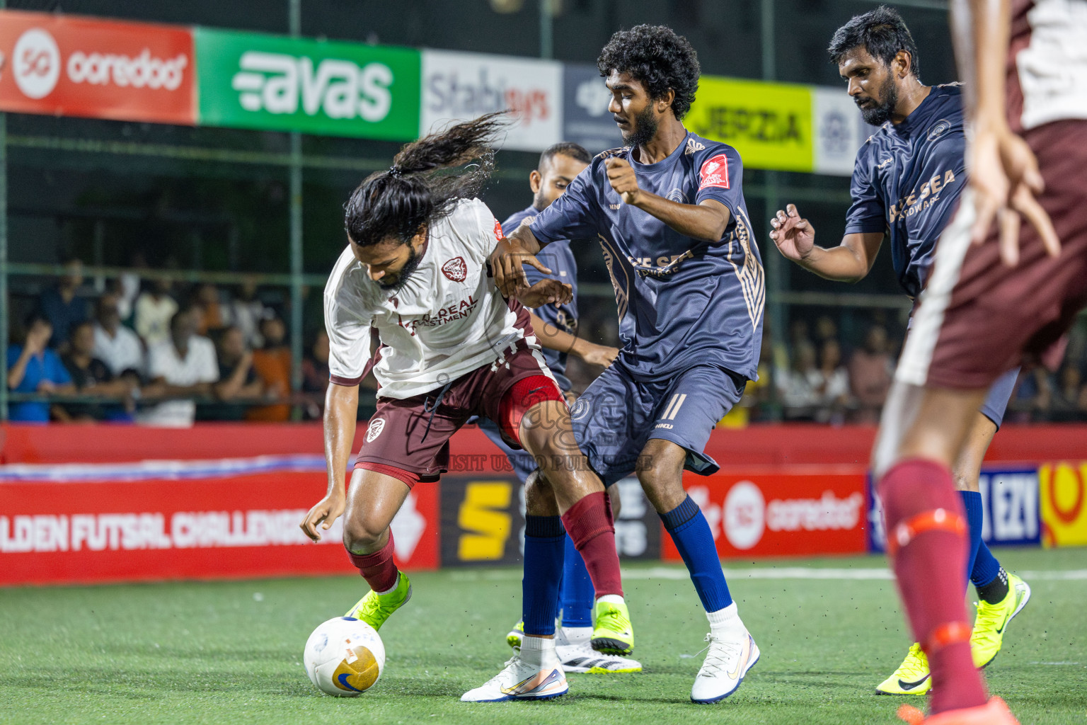 S. Maradhofeydhoo vs S. Hulhudhoo in Day 12 of Golden Futsal Challenge 2025 was held on Thursday, 16th January 2025, in Hulhumale', Maldives Photos: Mohamed Mahfooz Moosa / images.mv