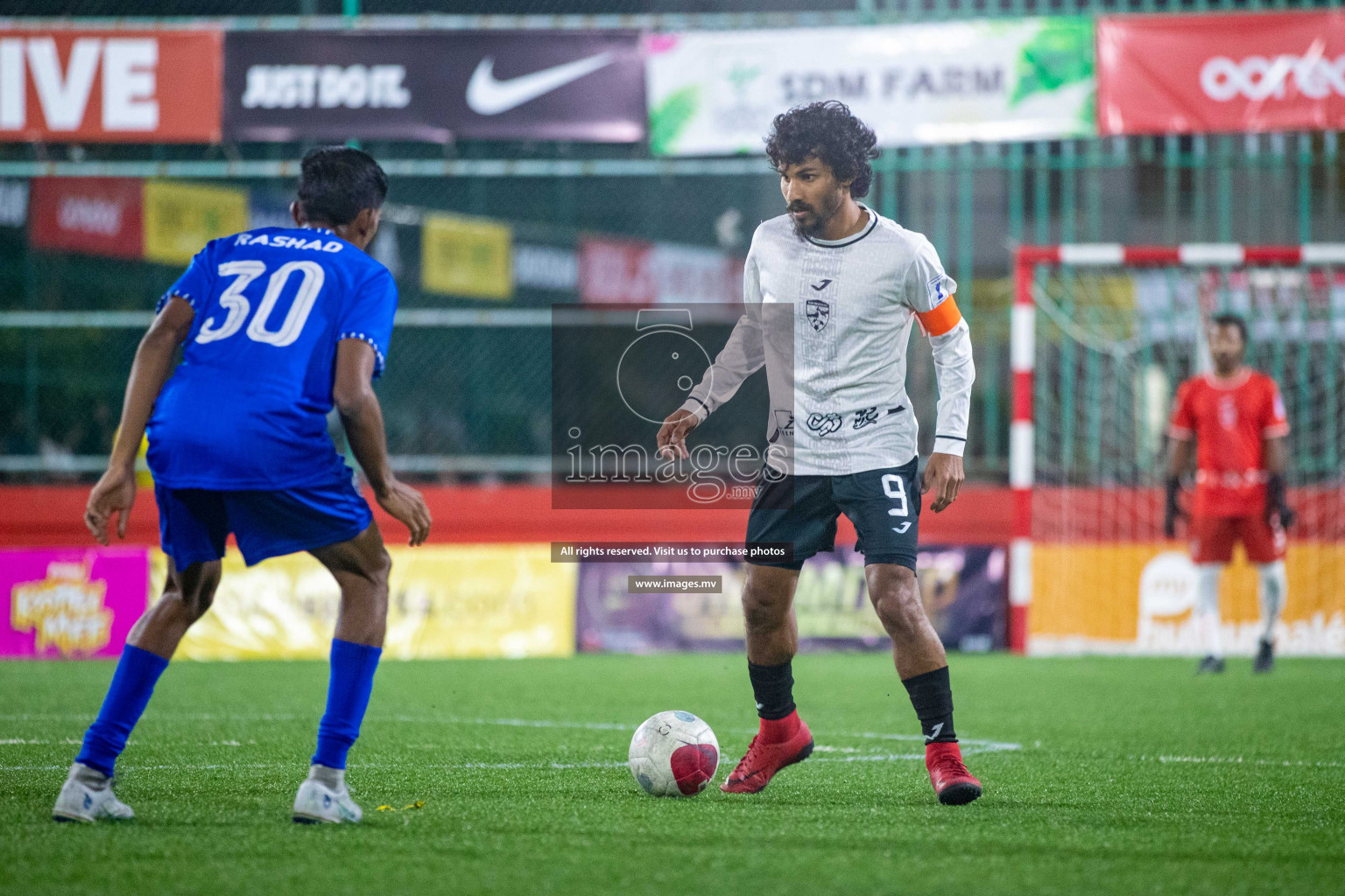 R. Meedhoo vs R. Inguraidhoo in Day 7 of Golden Futsal Challenge 2023 on 11 February 2023 in Hulhumale, Male, Maldives