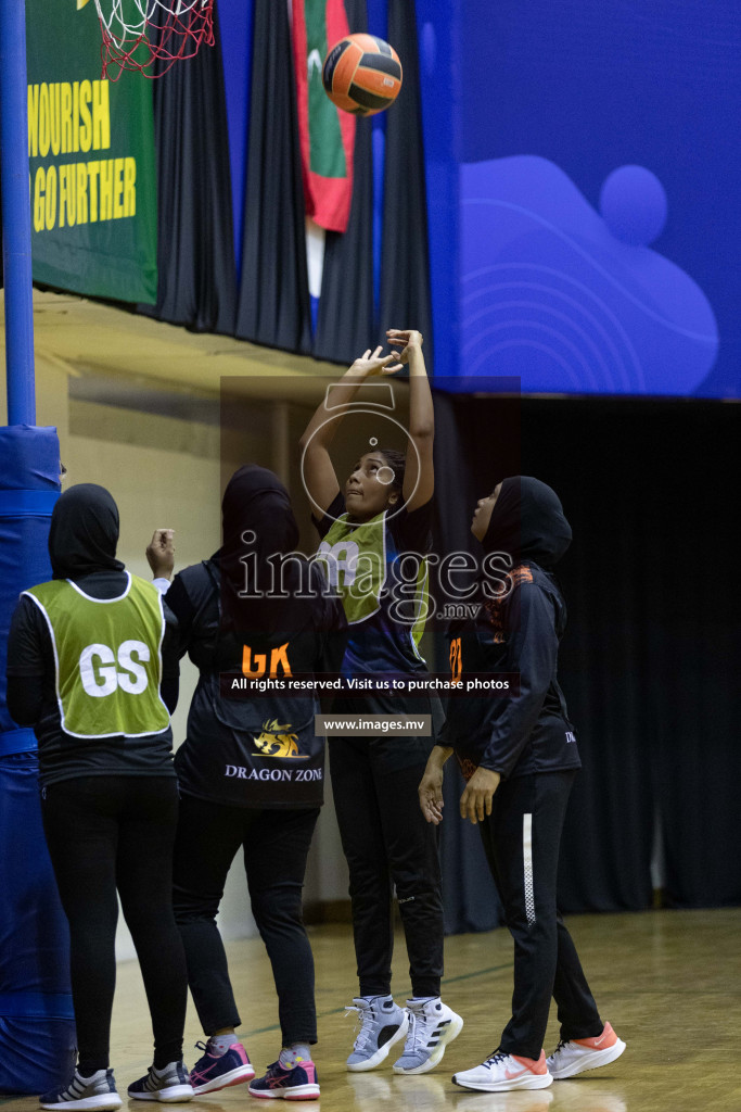 Club Matrix vs Youth United Sports Club in the Milo National Netball Tournament 2022 on 19 July 2022, held in Social Center, Male', Maldives. Photographer: Shuu / Images.mv