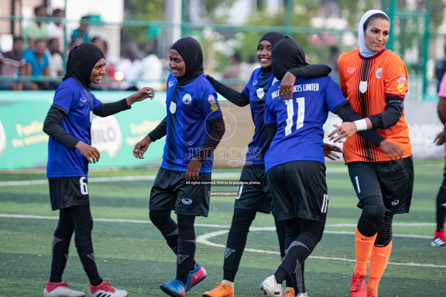 Maldives Ports Limited vs Dhivehi Sifainge Club in the semi finals of 18/30 Women's Futsal Fiesta 2019 on 27th April 2019, held in Hulhumale Photos: Hassan Simah / images.mv