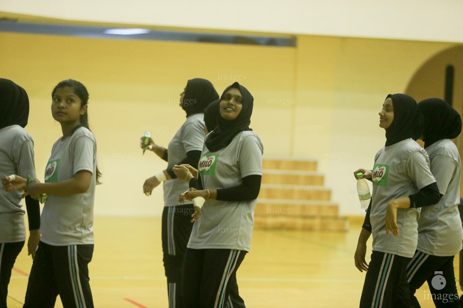 Under 19 Interschool Volleyball girls finals between Ahmadiyya School and CHSE in Male', Maldives, Sunday, March 12, 2017.(Images.mv Photo/ Hussain Sinan). 