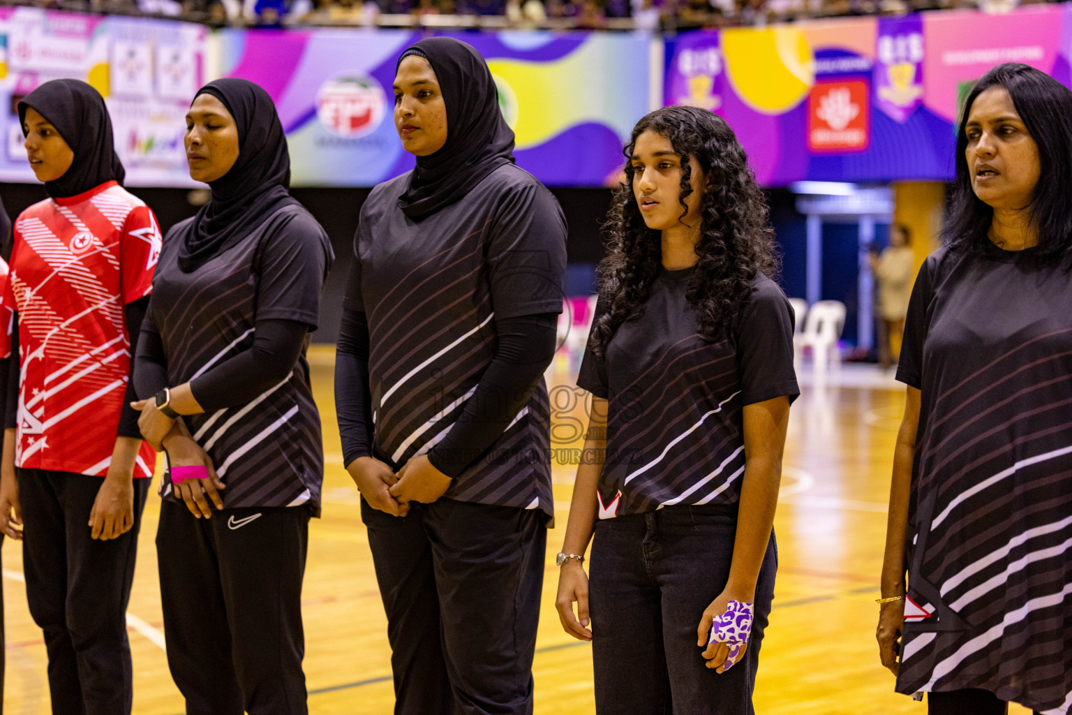 Iskandhar School vs Ghiyasuddin International School in the U15 Finals of Inter-school Netball Tournament held in Social Center at Male', Maldives on Monday, 26th August 2024. Photos: Hassan Simah / images.mv