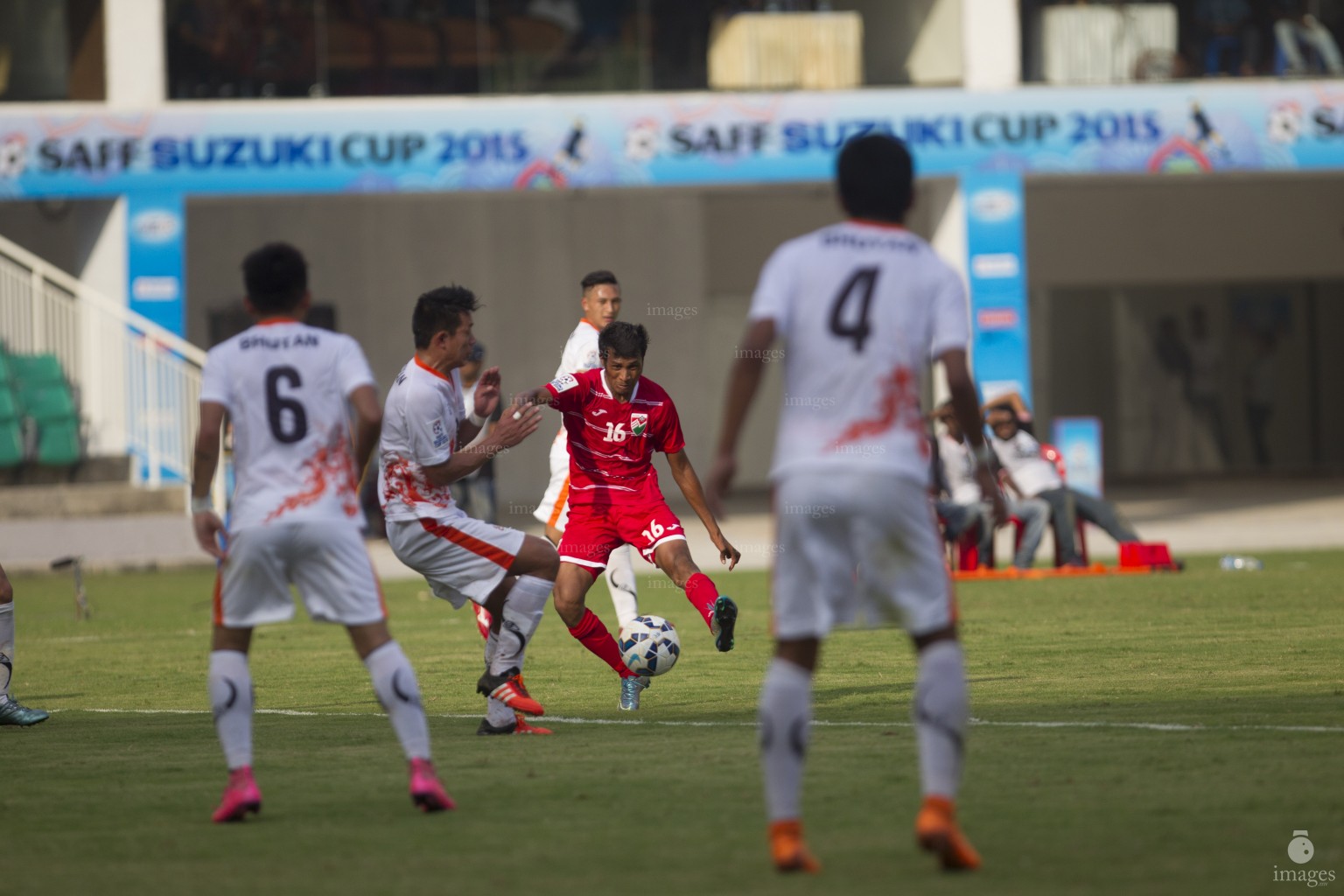 Group B match between Maldives and Bhutan played in Trivandrum International Stadium in Thiruvananthapuram, India, Wednesday, December 24, 2015. (Images.mv Photo: Mohamed Ahsan)