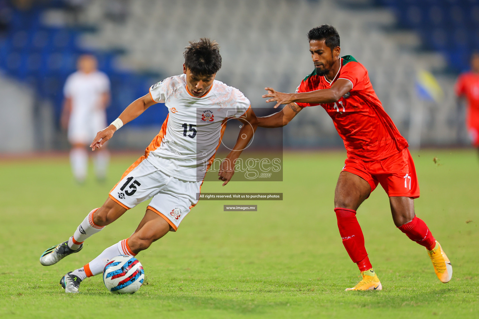 Bhutan vs Bangladesh in SAFF Championship 2023 held in Sree Kanteerava Stadium, Bengaluru, India, on Wednesday, 28th June 2023. Photos: Nausham Waheed, Hassan Simah / images.mv