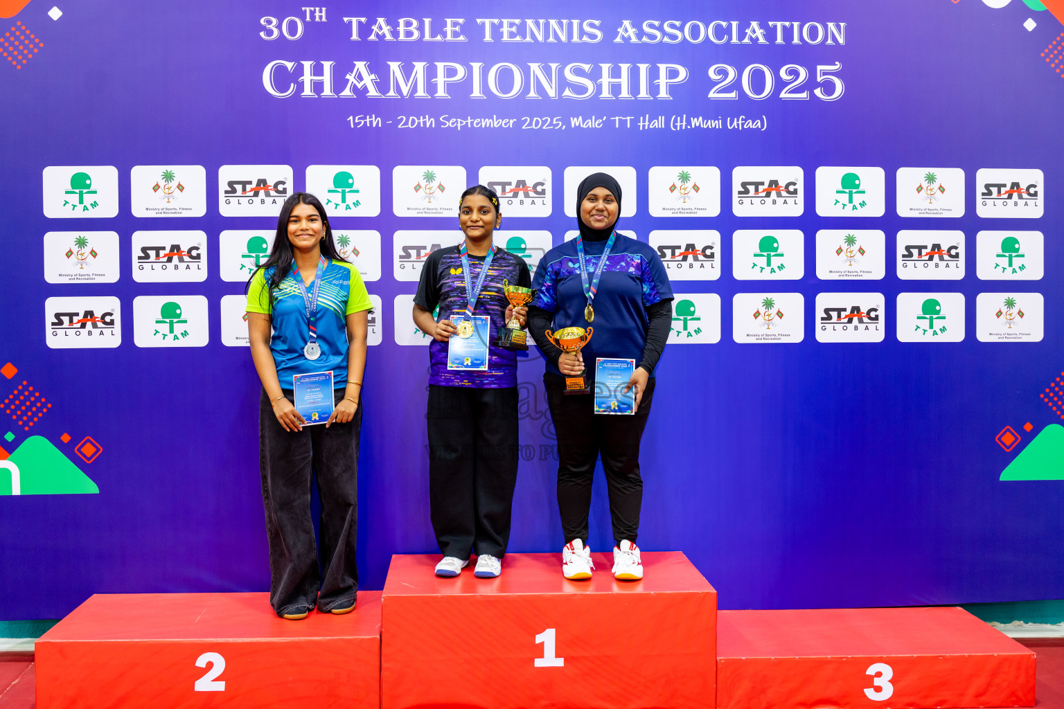 Finals of 30th Table Tennis Association Championship 2025 was held on Saturday, 20th September 2025 in Male' TT Hall, Male', Maldives. Photos: Nausham Waheed / images.mv
