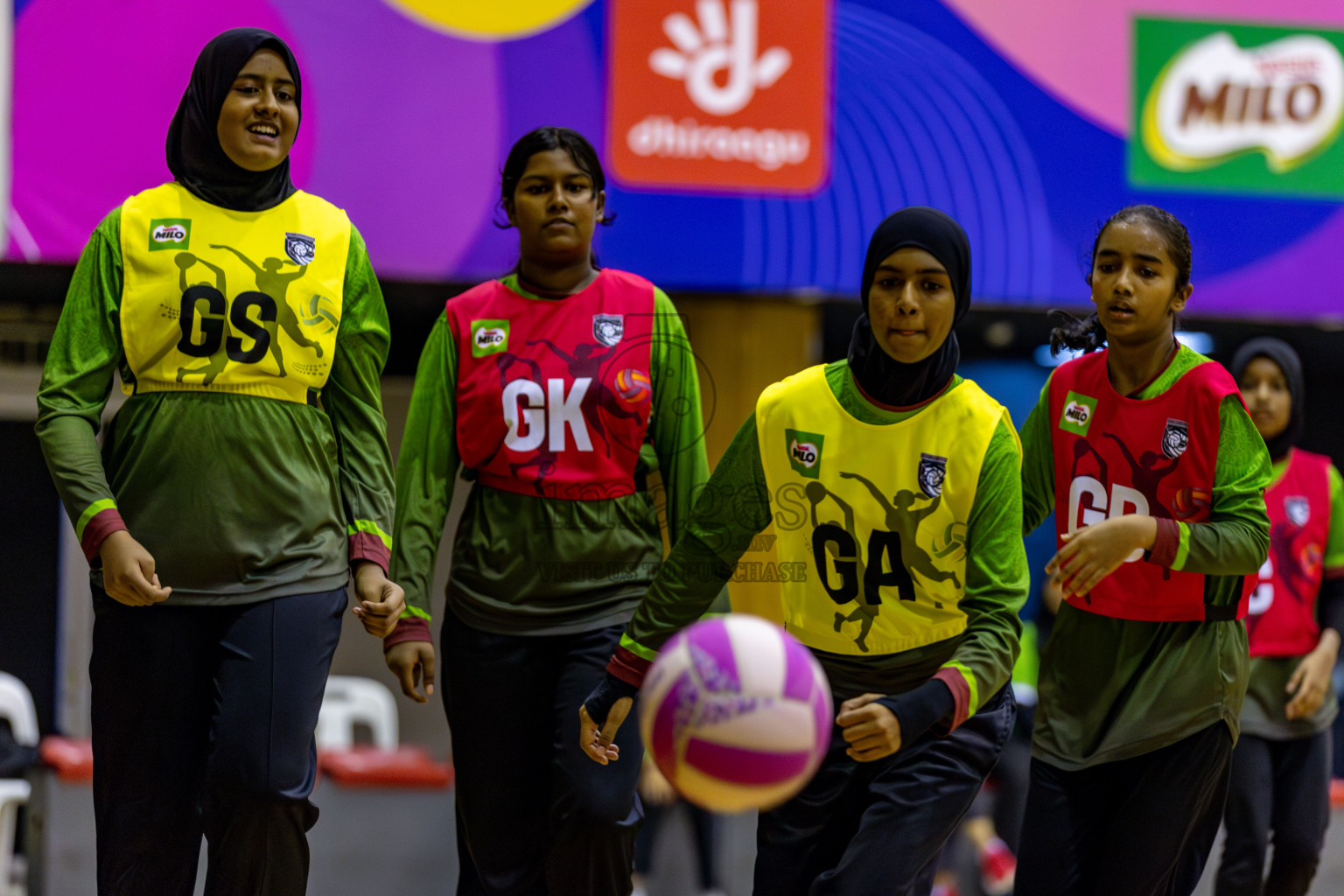 Fiontti Sports Academy vs Fionrri Academy A (U13) in Day 3 of 3rd Netball Junior Championship, held at Social Center on Tuesday, 21st January 2025 . 
Photos: Hassan Simah / images.mv