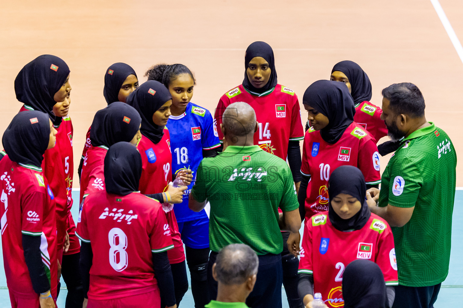 Sri Lanka vs Maldives in Semi Final of CAVA U20 Woman's Volleyball Championship 2024 was held in Social Center, Male', Maldives on 22nd July 2024. Photos: Nausham Waheed / images.mv