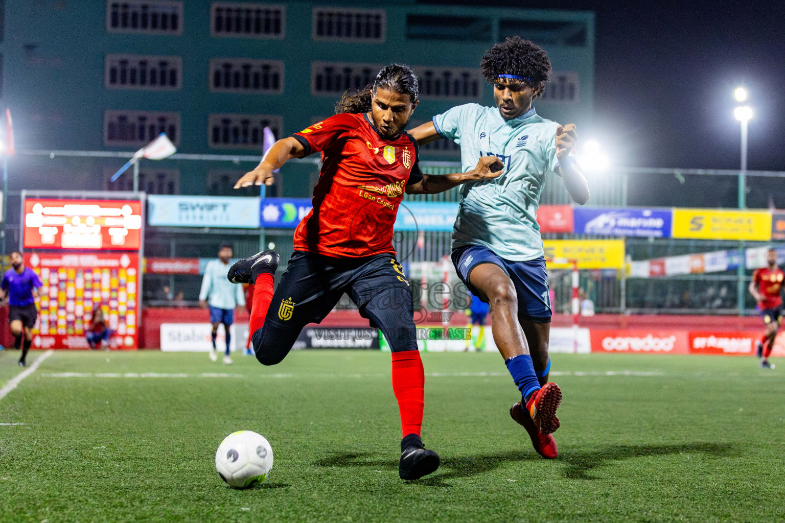 AA Mathiveri vs L Gan in Quarter Finals of Golden Futsal Challenge 2024 which was held on Friday, 1st March 2024, in Hulhumale', Maldives Photos: Nausham Waheed / images.mv