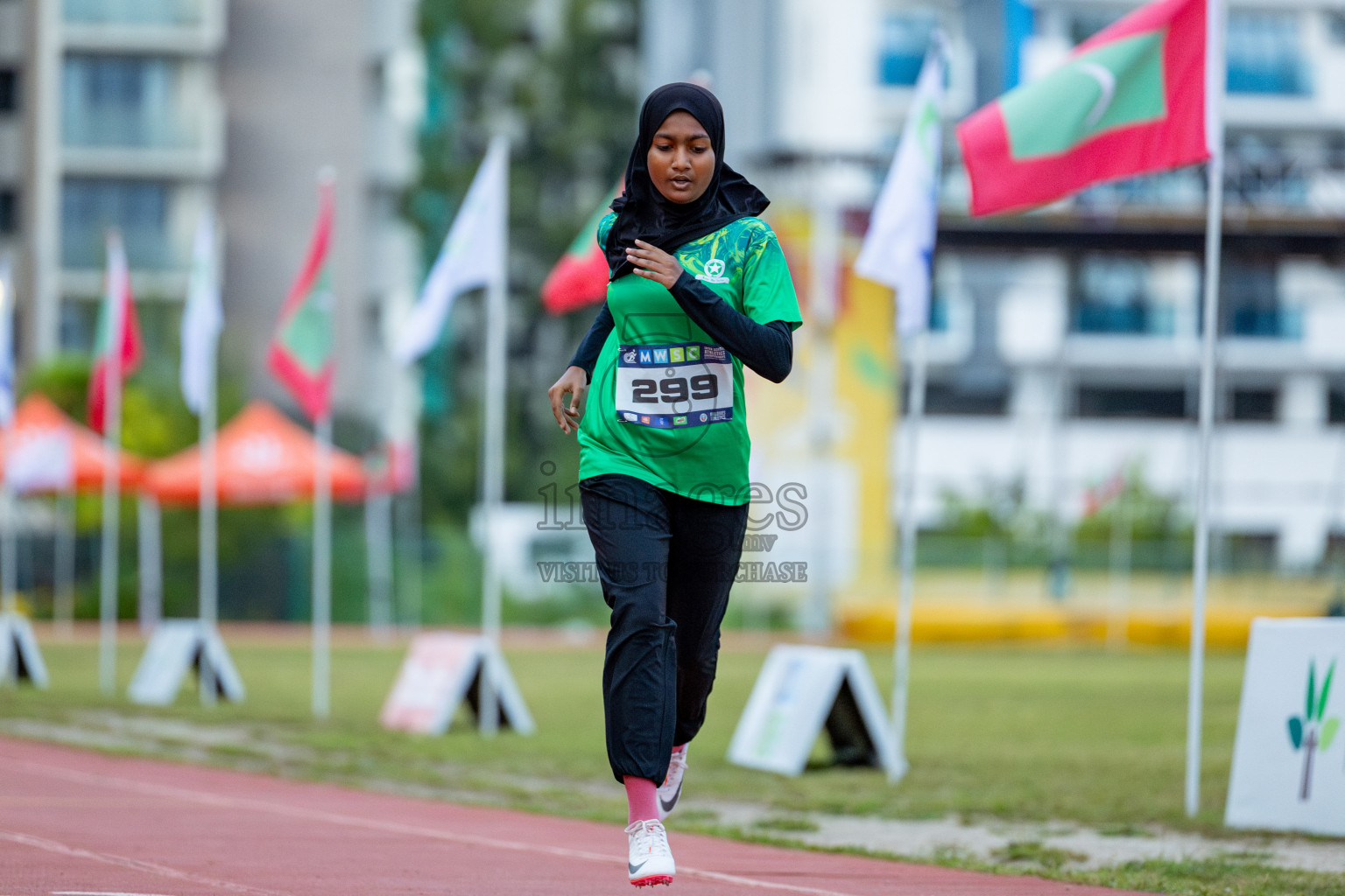 Day 2 of MWSC Interschool Athletics Championships 2024 held in Hulhumale Running Track, Hulhumale, Maldives on Sunday, 10th November 2024. 
Photos by: Hassan Simah / Images.mv