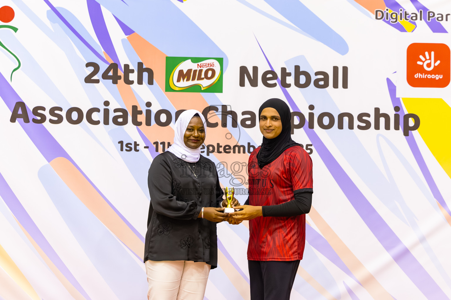 C Matrix vs KYRC in the Final of 24th Milo Netball Association Championship was held in Social Center at Male', Maldives on Thursday, 11th September 2025. Photos: Mohamed Mahfooz Moosa / images.mv