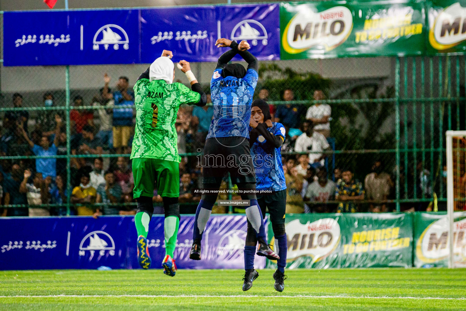 MPL vs Police Club in the Semi Finals of 18/30 Women's Futsal Fiesta 2021 held in Hulhumale, Maldives on 14th December 2021. Photos: Shuu Abdul Sattar / images.mv