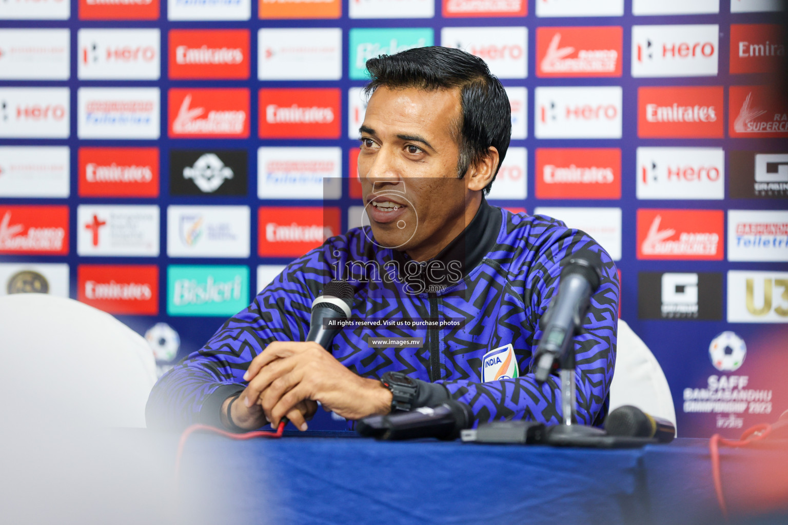 Saff Championship Final Pre-match press conference held in Sree Kanteerava Stadium, Bengaluru, India, on Monday, 3rd July 2023. Photos: Nausham Waheed / images.mv