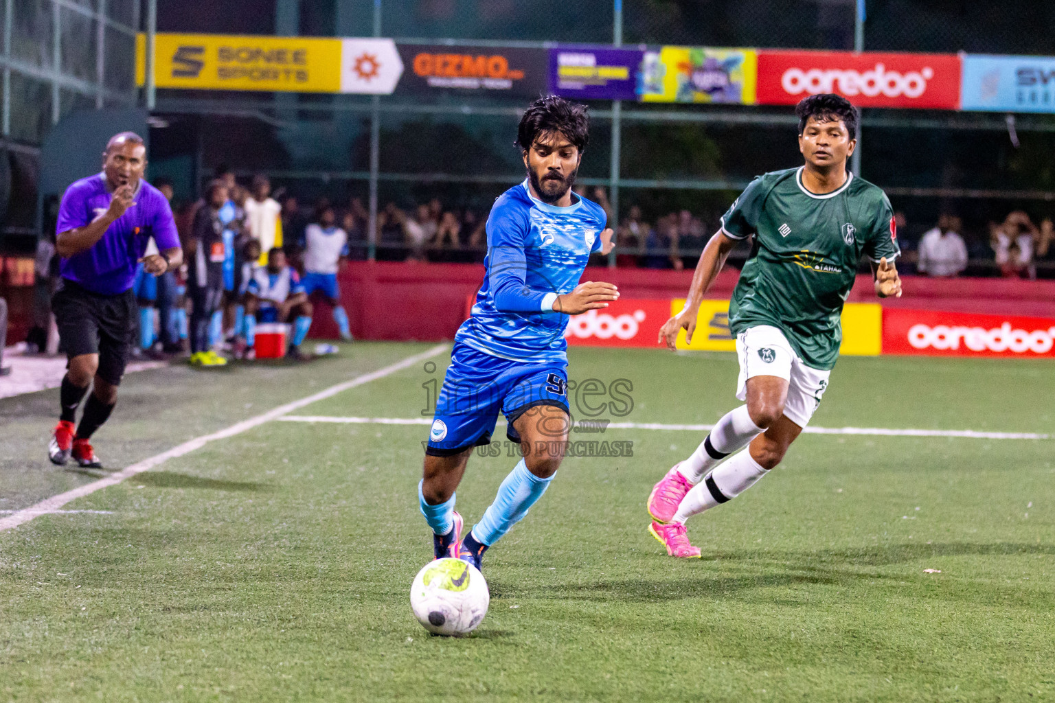 N Miladhoo vs N Maafaru in Day 6 of Golden Futsal Challenge 2024 was held on Saturday, 20th January 2024, in Hulhumale', Maldives Photos: Hassan Simah / images.mv