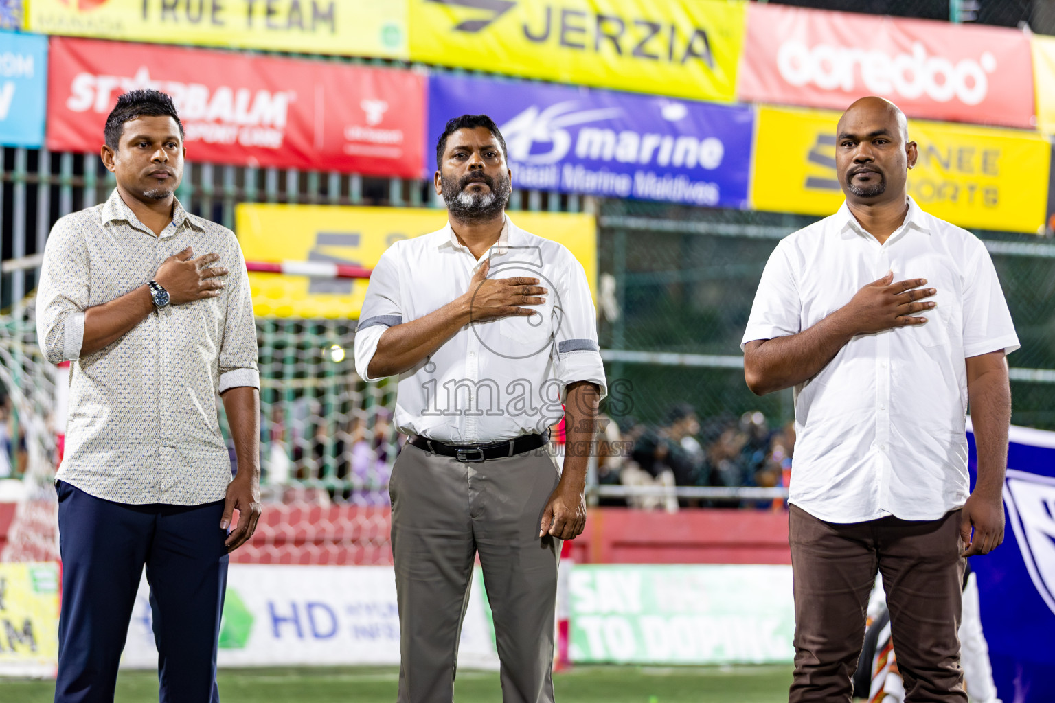 L. Gan VS B. Eydhafushi in the Finals of Golden Futsal Challenge 2024 which was held on Thursday, 7th March 2024, in Hulhumale', Maldives. 
Photos: Hassan Simah / images.mv