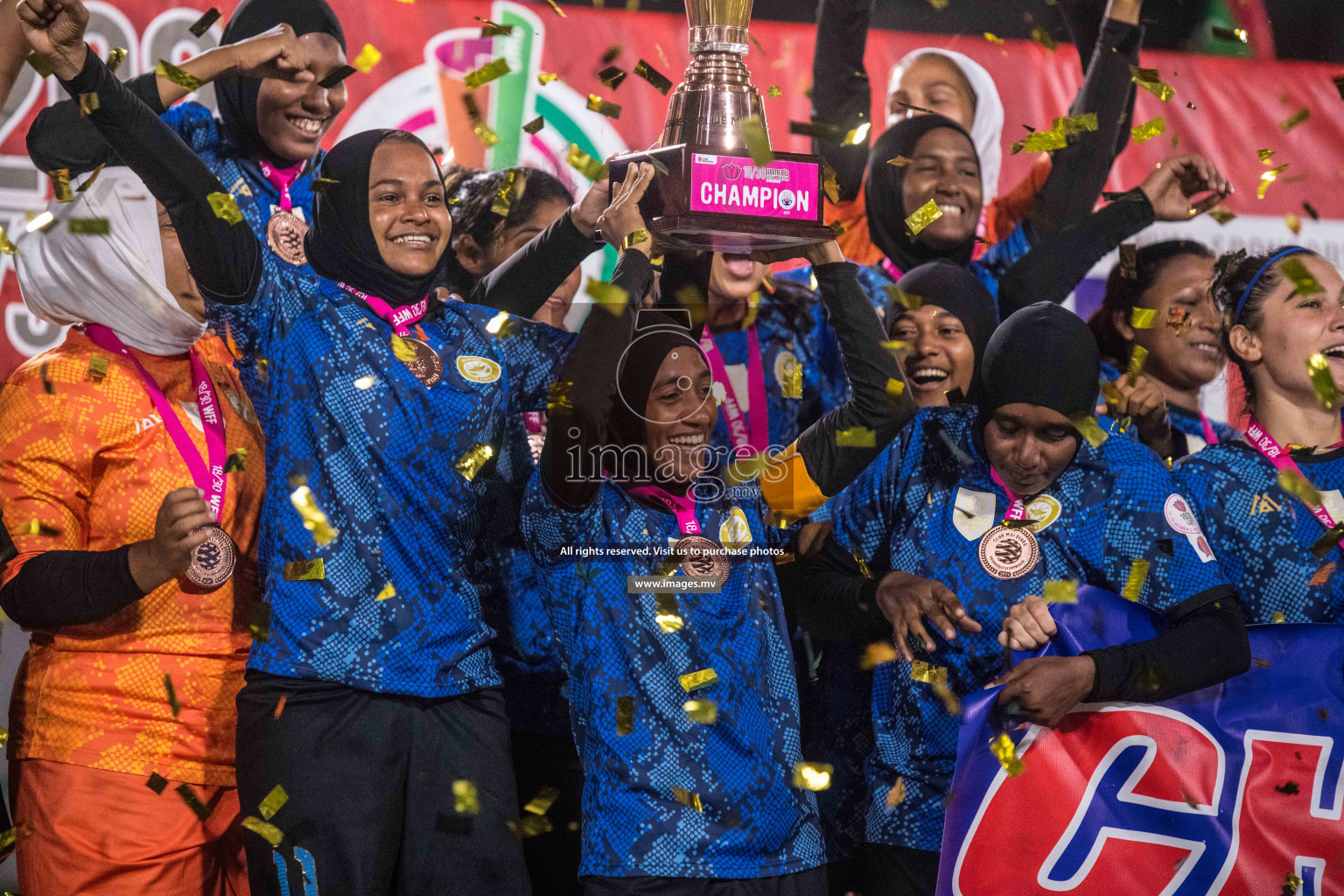 Ports Limited vs WAMCO - in the Finals 18/30 Women's Futsal Fiesta 2021 held in Hulhumale, Maldives on 18 December 2021. Photos by Nausham Waheed & Shuu Abdul Sattar