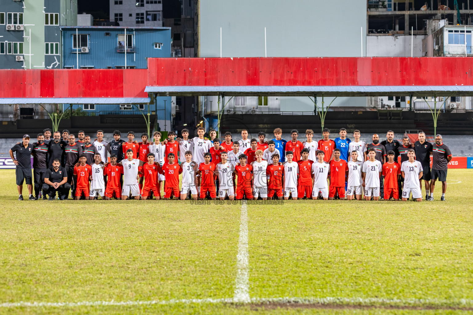 Maldives vs Palestine in the second under 17 friendly held in National Football Stadium, Male', Maldives on Saturday, 15 November 2025. 
Photos: Mohamed Mahfooz Moosa / Images.mv