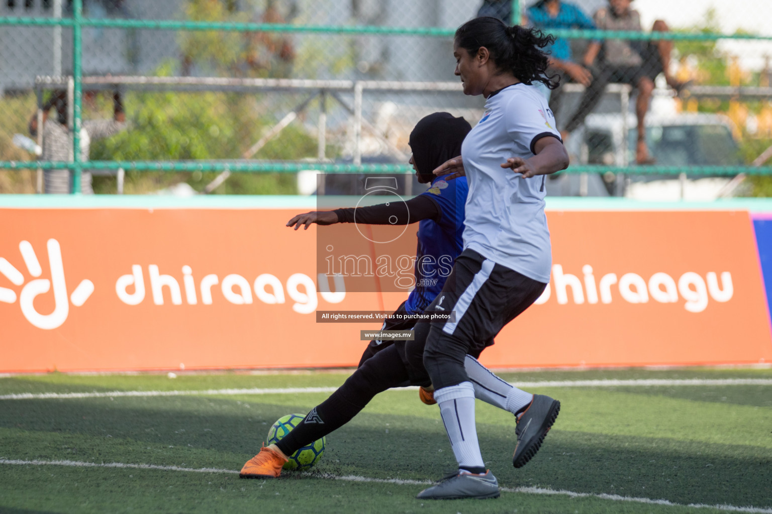 Maldives Ports Limited vs Dhivehi Sifainge Club in the semi finals of 18/30 Women's Futsal Fiesta 2019 on 27th April 2019, held in Hulhumale Photos: Hassan Simah / images.mv