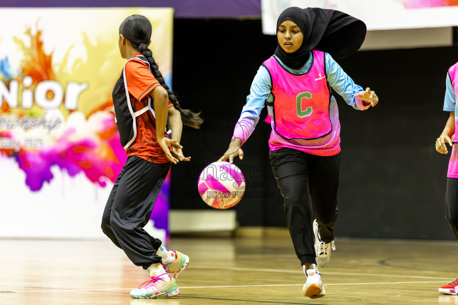 Young Netters A vs AIS Netball Academy in Day 5 of 3rd Netball Junior Championship, held at Social Center on Thursday 23rd January 2025 . Photos: Shuu Abdul Sattar / images.mv