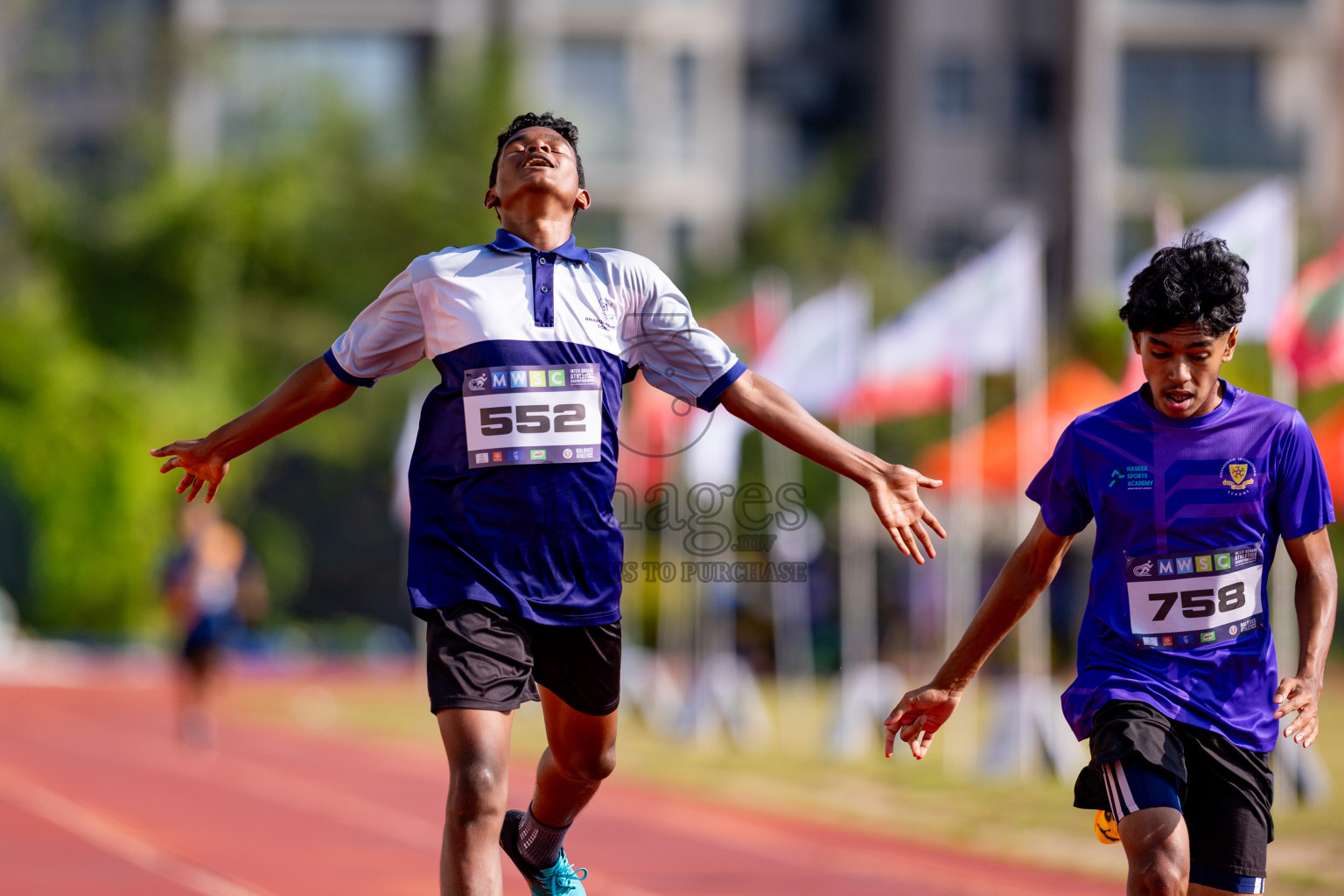 Day 3 of MWSC Interschool Athletics Championships 2024 held in Hulhumale Running Track, Hulhumale, Maldives on Monday, 11th November 2024. 
Photos by: Hassan Simah / Images.mv