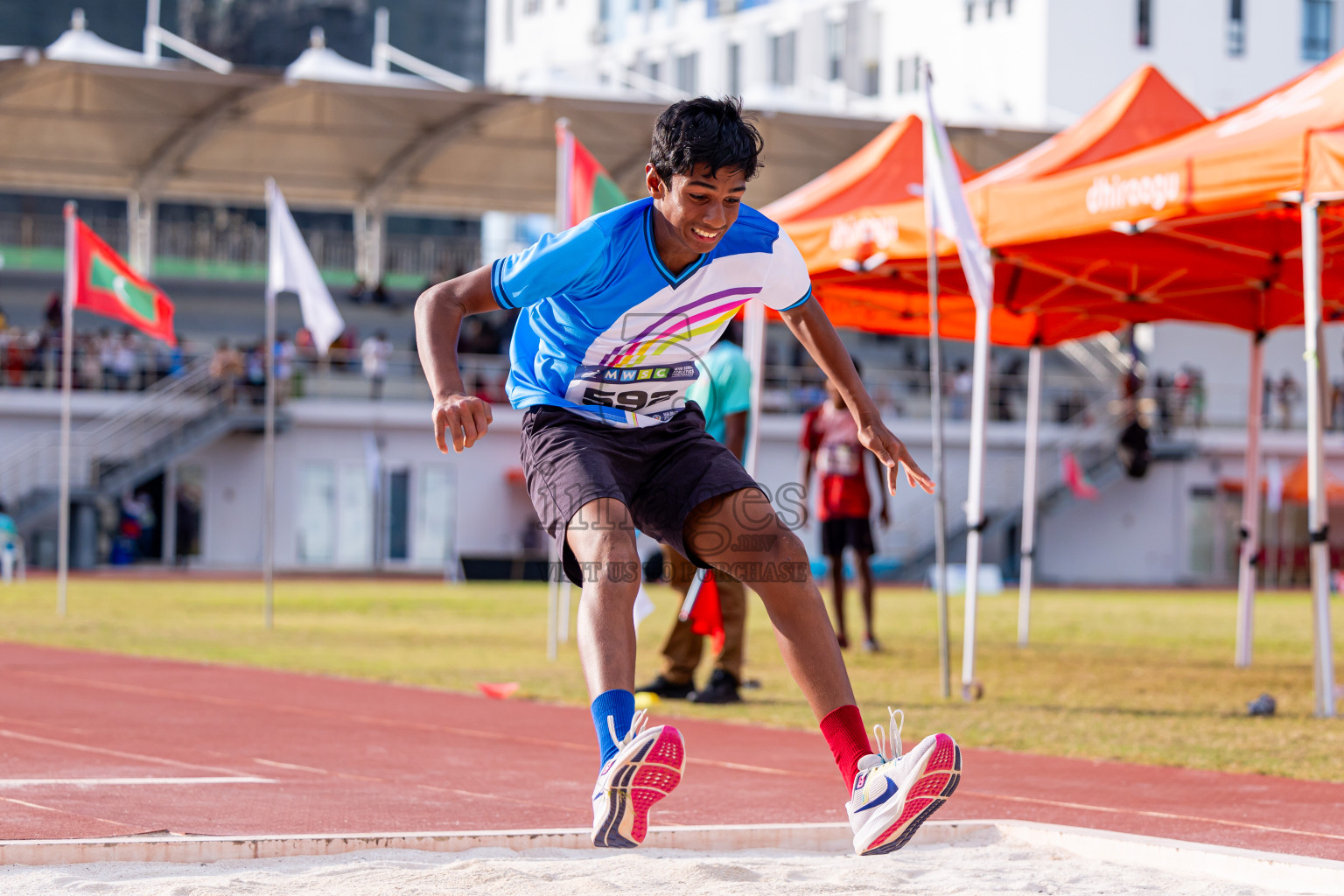 Day 3 of MWSC Interschool Athletics Championships 2024 held in Hulhumale Running Track, Hulhumale, Maldives on Monday, 11th November 2024. Photos by: Nausham Waheed / Images.mv