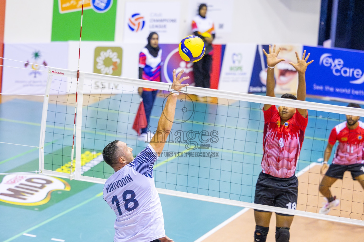 Zhaiyk VC vs Sri Lanka Ports Authority in Day 1 of CAVA Champions League 2025 held in Male', Maldives on Thursday, 17th July 2025 at Social Center Indoor Hall 
Photos By: Ismail Thoriq / images.mv