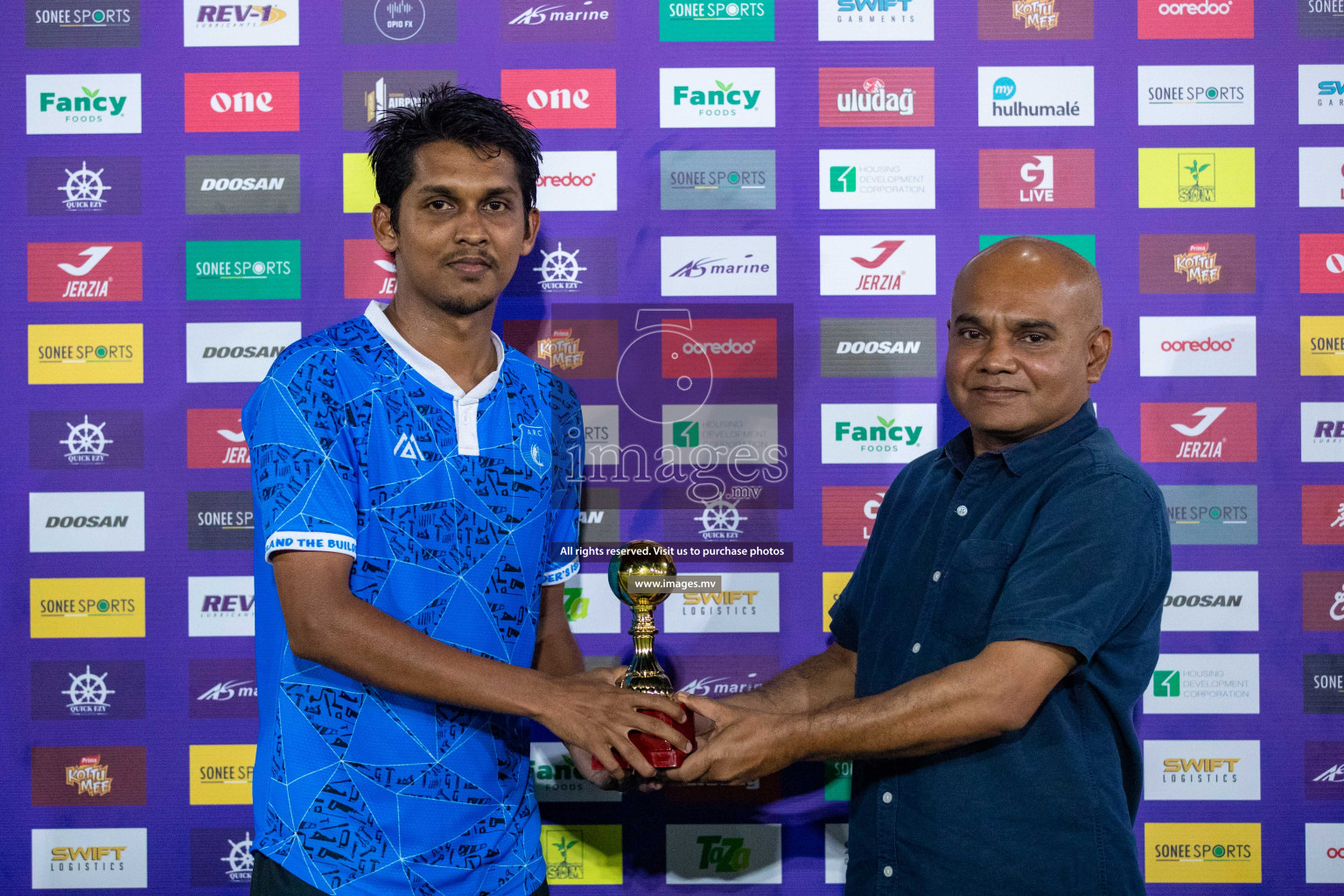 R. Alifushi vs R. Innamaadhoo in Day 7 of Golden Futsal Challenge 2023 on 11 February 2023 in Hulhumale, Male, Maldives