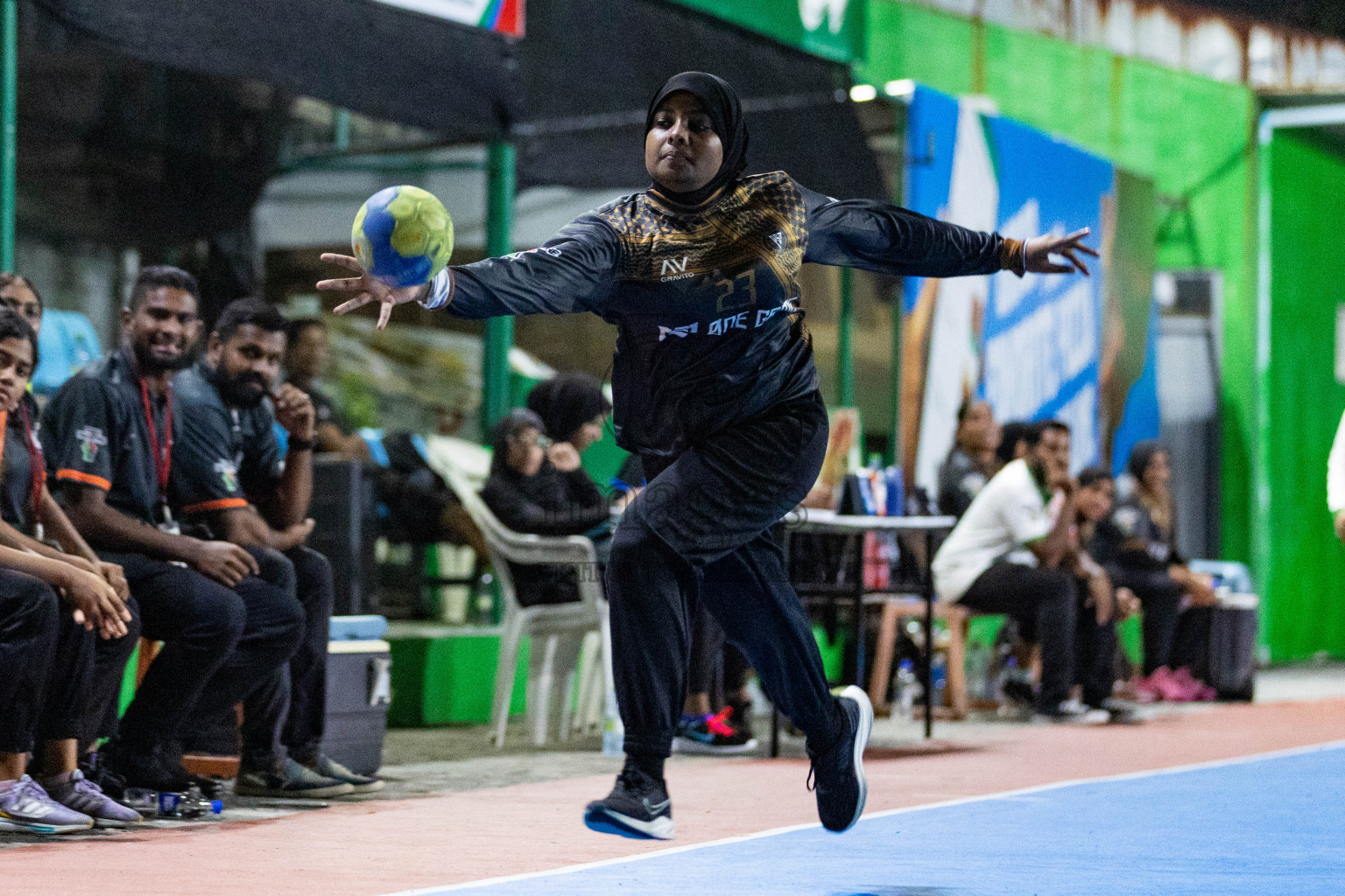 Day 16 of 10th National Handball Tournament 2023, held in Handball ground, Male', Maldives on Wednesday, 13th December 2023 Photos: Nausham Waheed/ Images.mv