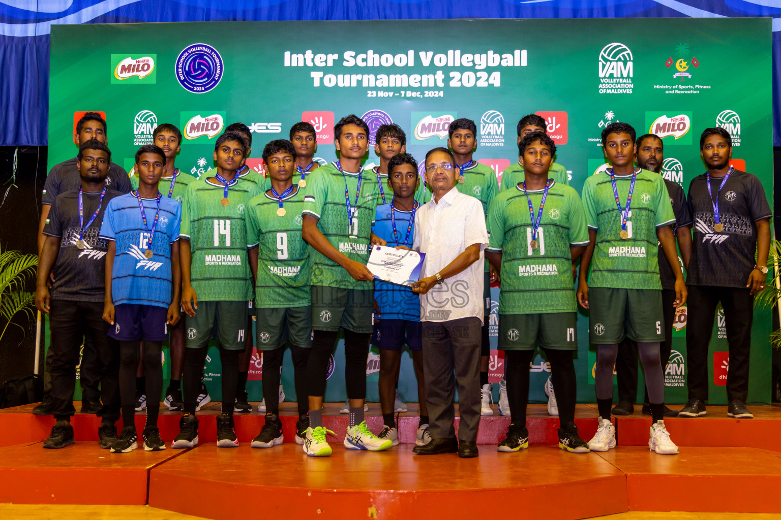 Finals of Interschool Volleyball Tournament 2024 was held in Social Center at Male', Maldives on Friday, 6th December 2024. Photos: Nausham Waheed / images.mv