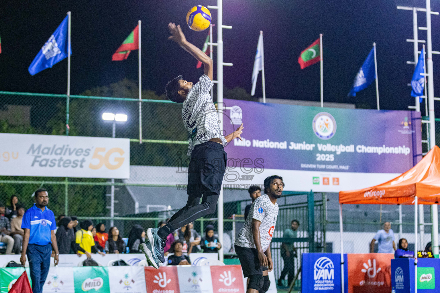 Sports Club Vision vs Sports Club City in Milo National Junior Volleyball Championship 2025 Day 3 was held on Monday, 24th November 2025 at Ekuveni Turf Court Male', Maldives. Photos: Areef Adam / images.mv