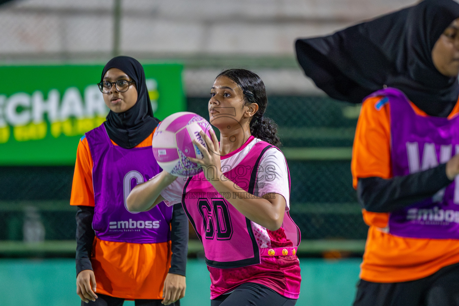 Invicto Sports Club vs N Sports Academy in Division 2 of National Netball Tournament 2025 held in Ekuveni Netball Court at Male', Maldives on Wednesday, 21st May 2025. Photos: Mohamed Mahfooz Moosa / images.mv