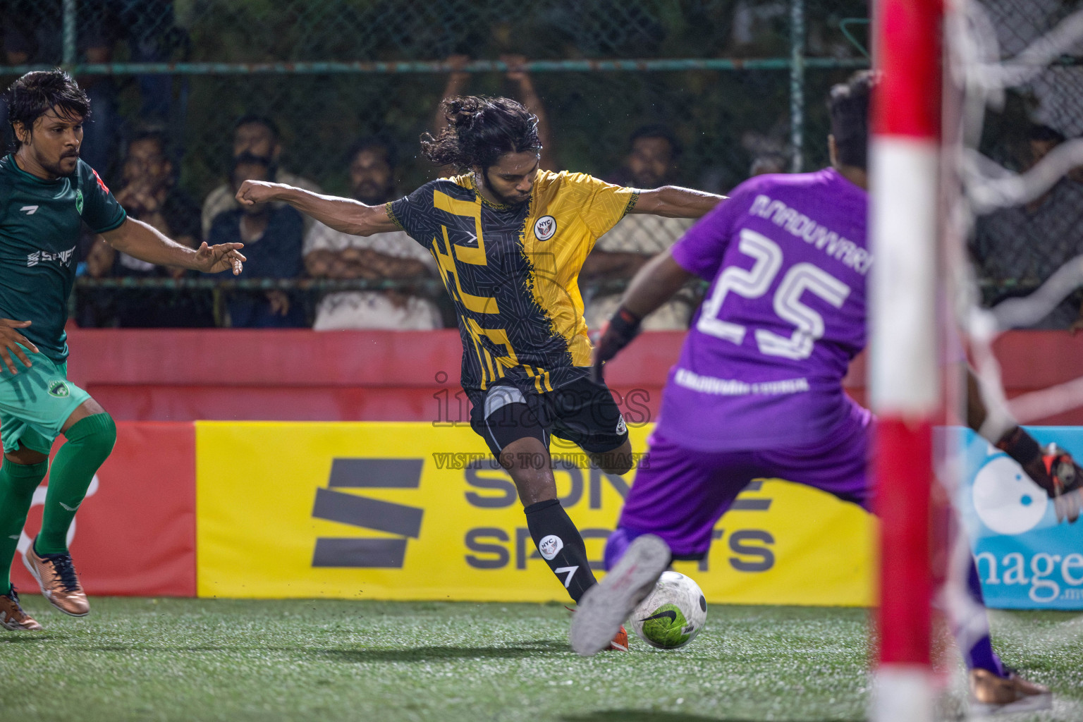 M. Naalaafushi vs M. Maduvvari in Day 28 of Golden Futsal Challenge 2024 was held on Sunday , 11th February 2024 in Hulhumale', Maldives Photos: Mohamed Mahfooz Moosa / images.mv