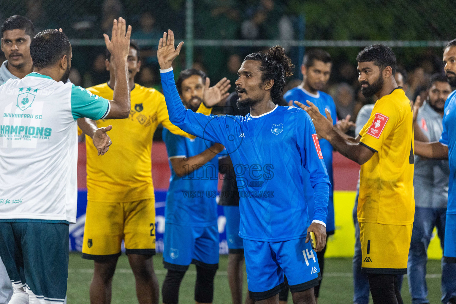 R Dhuvaafaru vs R Alifushi in Day 18 of Golden Futsal Challenge 2024 was held on Thursday, 1st February 2024, in Hulhumale', Maldives Photos: Nausham Waheed, / images.mv
