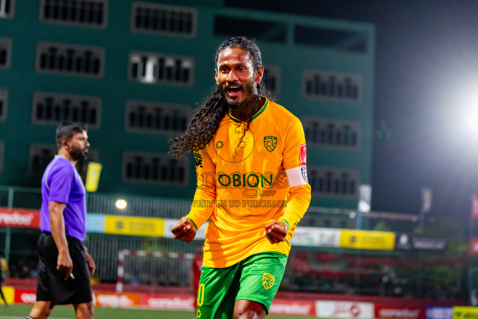 GDh Vaadhoo vs GDh Thinadhoo in Day 27 of Golden Futsal Challenge 2024 was held on Saturday , 10th February 2024 in Hulhumale', Maldives Photos: Nausham Waheed / images.mv