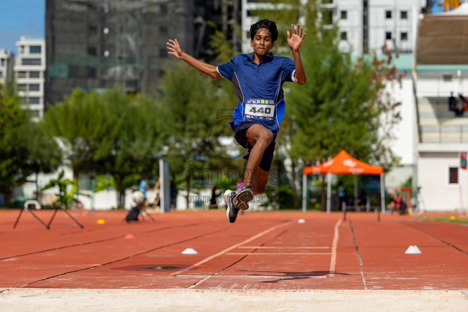 Day 2 of MWSC Interschool Athletics Championships 2024 held in Hulhumale Running Track, Hulhumale, Maldives on Sunday, 10th November 2024. 
Photos by:  Hassan Simah / Images.mv