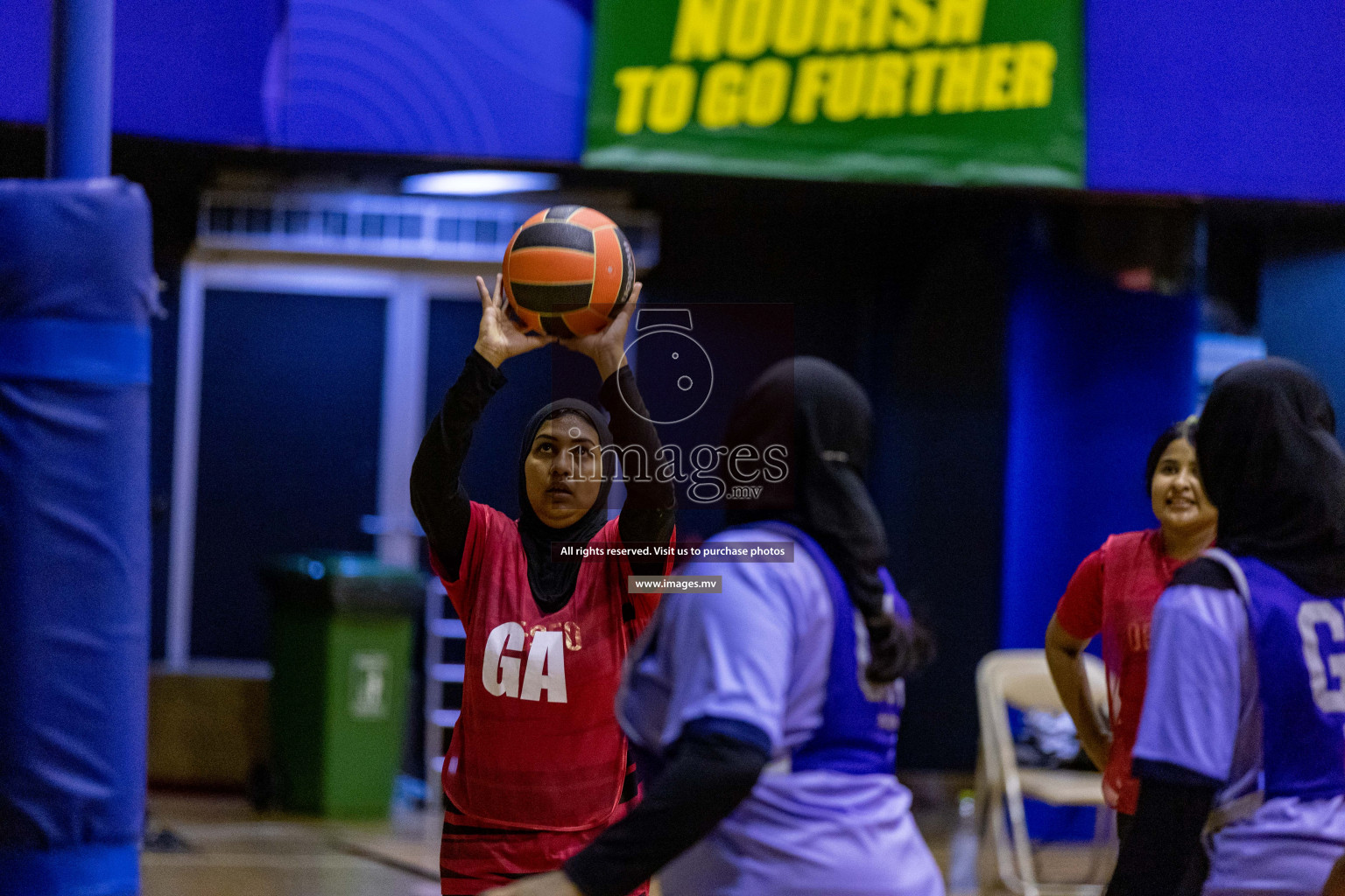 Lorenzo Sports Club vs Vyansa in the Milo National Netball Tournament 2022 on 18 July 2022, held in Social Center, Male', Maldives. Photographer: Shuu, Hassan Simah / Images.mv