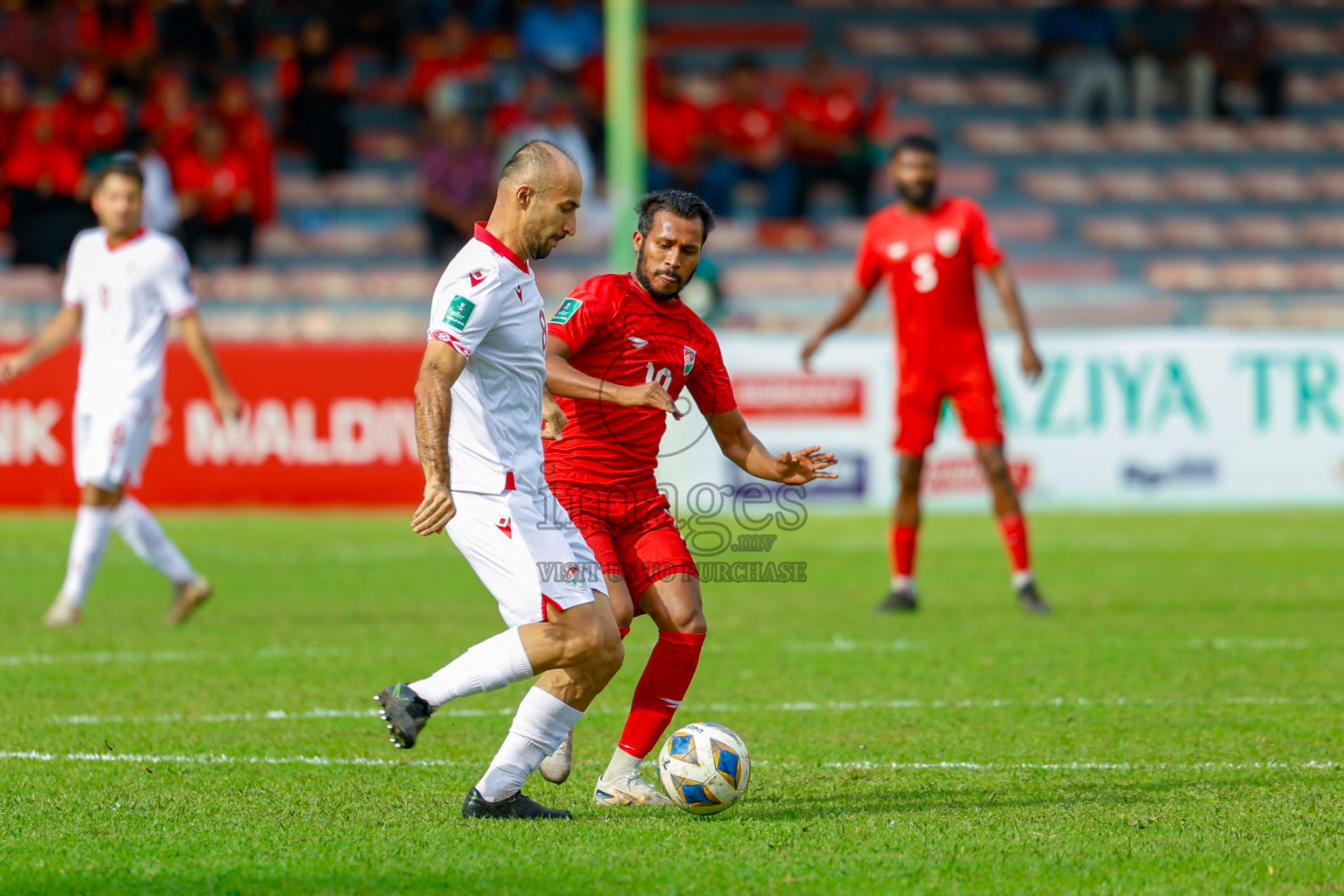 Maldives vs Tajikistan in the AFC Asian Cup Saudi Arabia 2027 Qualifier was played in Male' Maldives on Tuesday, 14th October 2025. 
Photos: Raaif Yoosuf / images.mv
