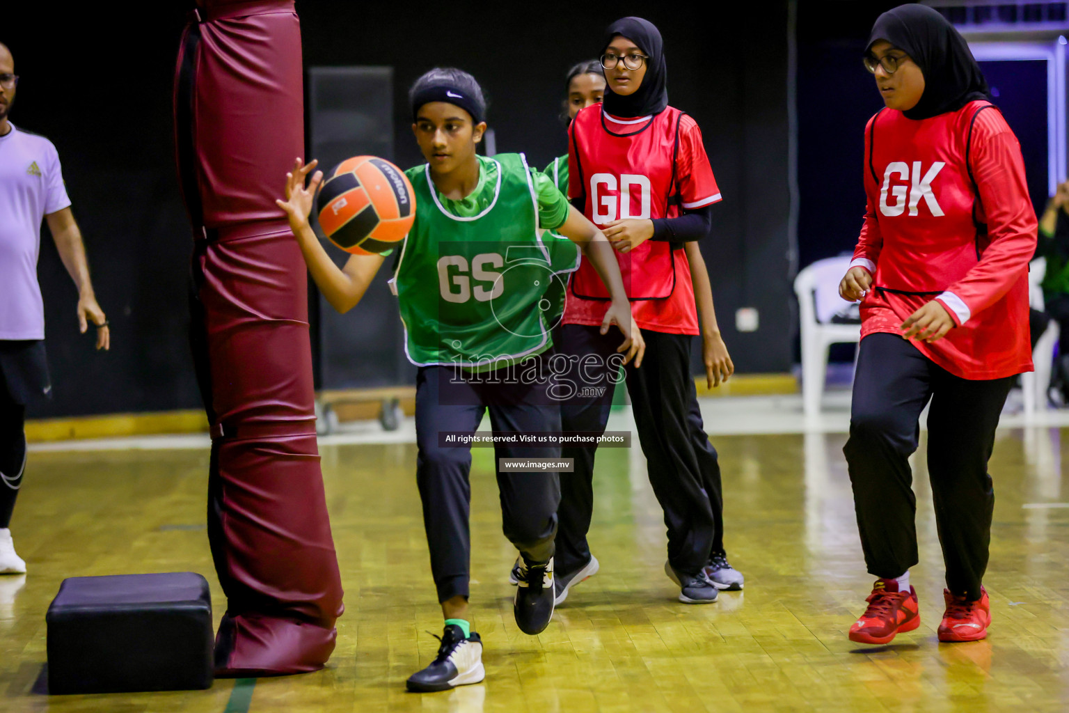 Day 9 of 24th Interschool Netball Tournament 2023 was held in Social Center, Male', Maldives on 4th November 2023. Photos: Hassan Simah / images.mv