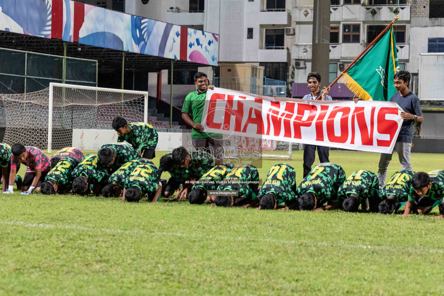 Kalaafaanu School vs Ahmadhiyya International School in the Final of FAM U13 Inter School Football Tournament 2022/23 was held in National Football Stadium on Sunday, 11th June 2023.  Photos: Ismail Thoriq / images.mv